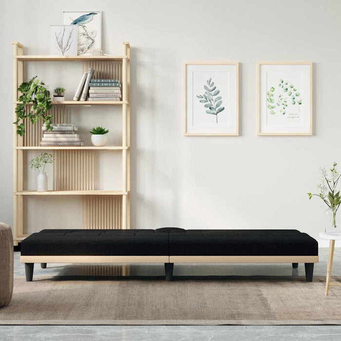 Divano Letto con Portabicchieri-Sofa Letto-Daybed in Tessuto Nero