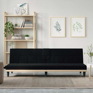 Divano Letto con Portabicchieri-Sofa Letto-Daybed in Tessuto Nero