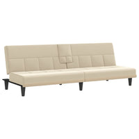 Divano Letto con Portabicchieri in Tessuto Crema 351866