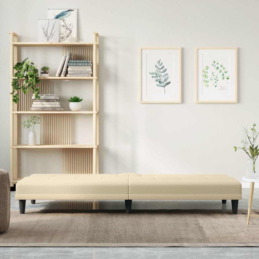 Divano Letto con Portabicchieri-Sofa Letto-Daybed in Tessuto Crema