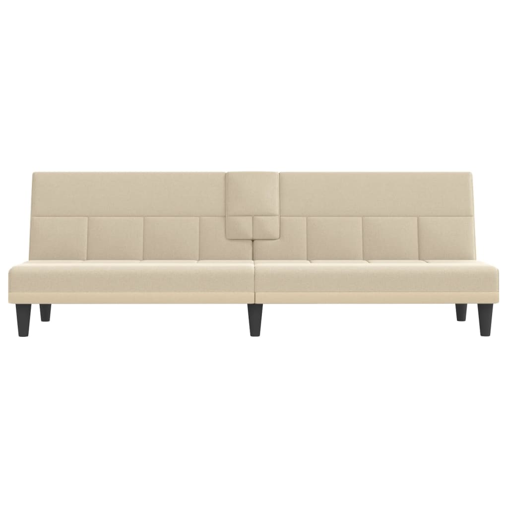 Divano Letto con Portabicchieri in Tessuto Crema 351866