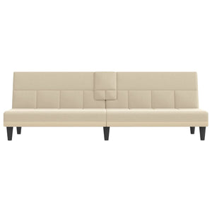 Divano Letto con Portabicchieri in Tessuto Crema 351866