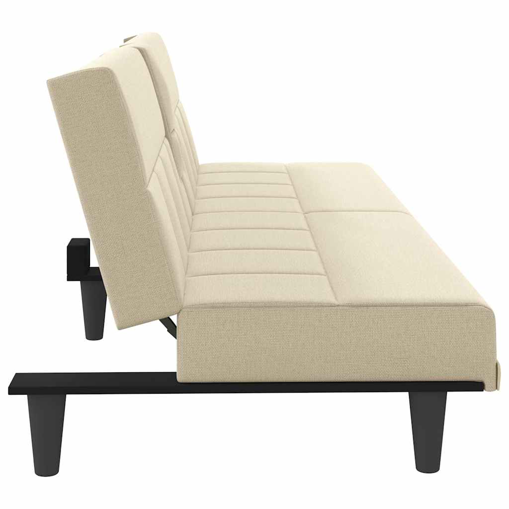 Divano Letto con Portabicchieri-Sofa Letto-Daybed in Tessuto Crema
