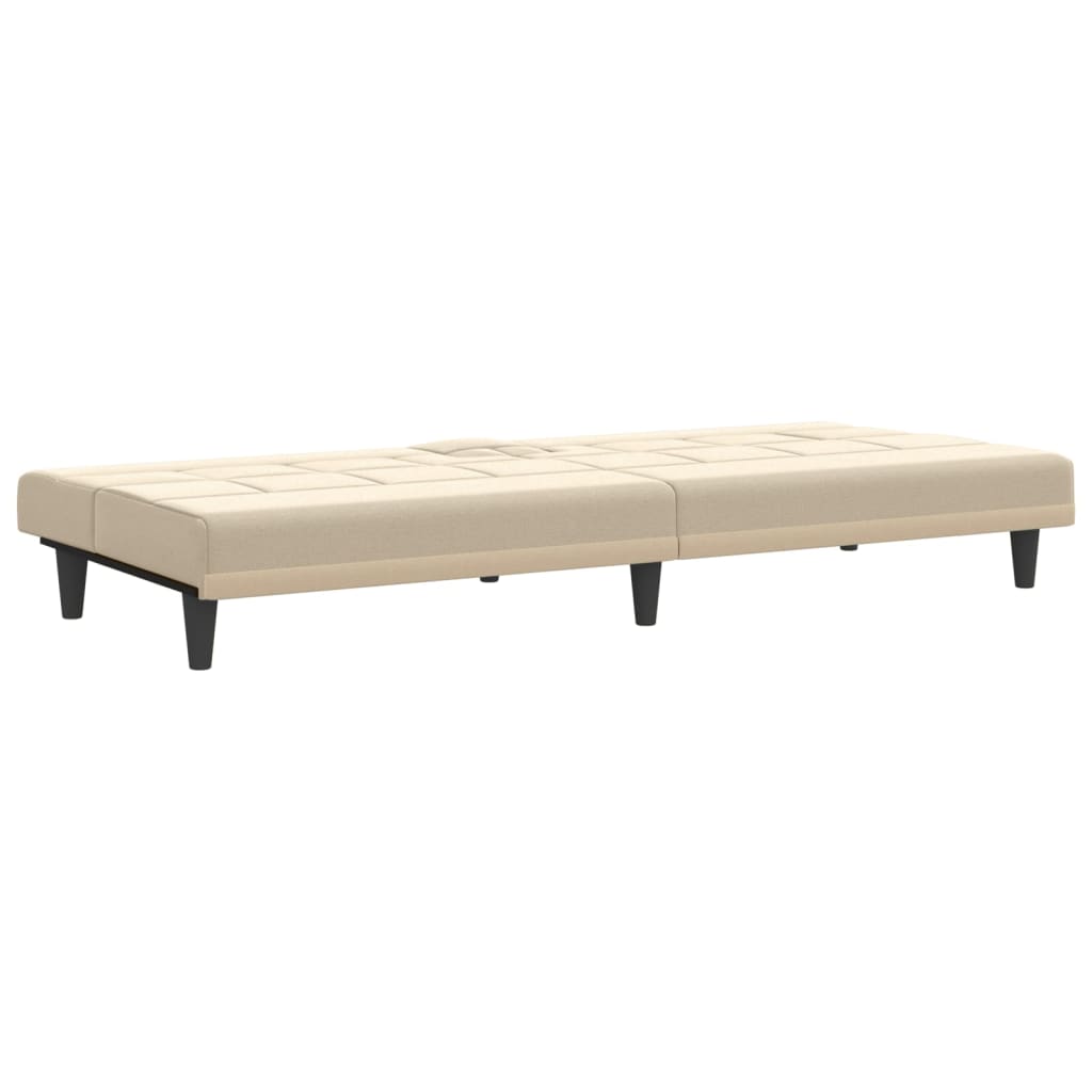 Divano Letto con Portabicchieri in Tessuto Crema 351866