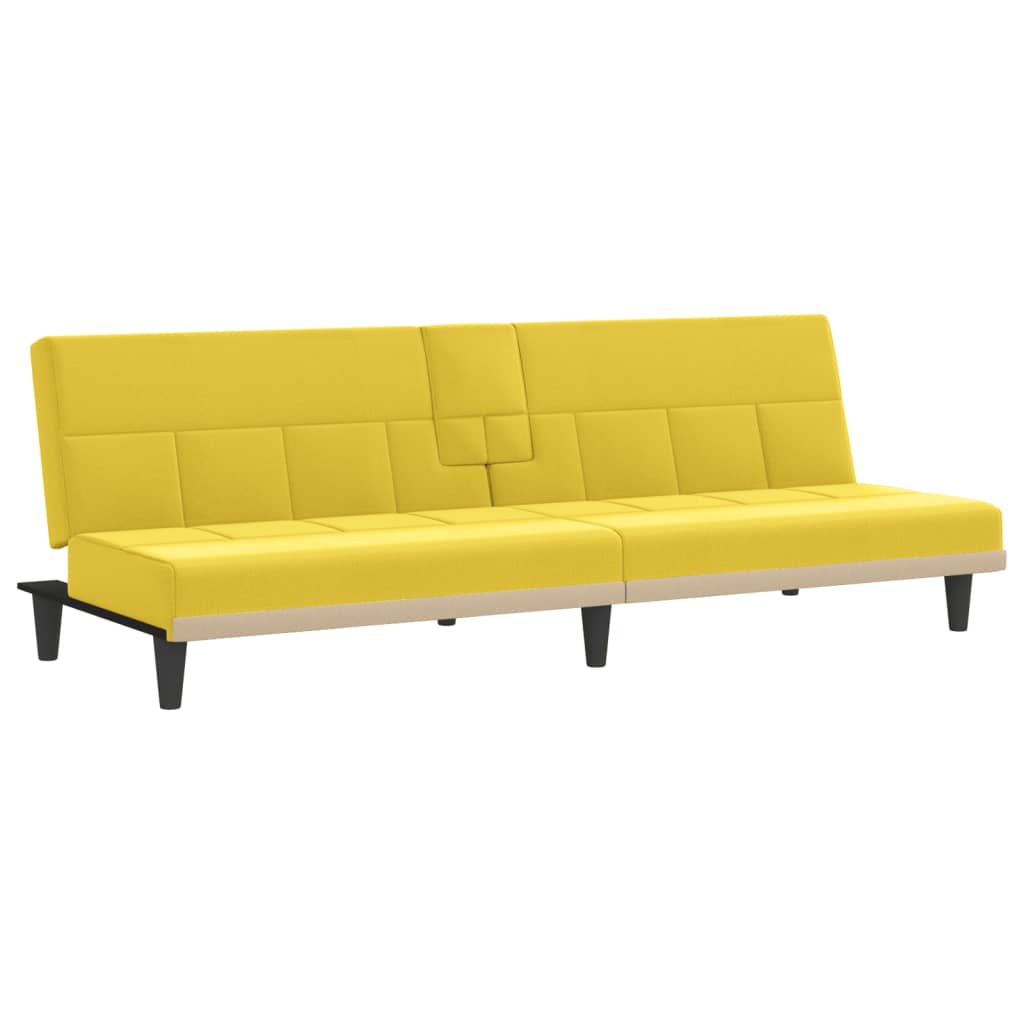 Divano letto con portabicchieri tessuto giallo chiaro 02_0019257