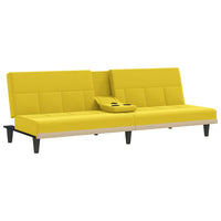 Divano Letto con Portabicchieri-Sofa Letto-Daybed in Tessuto Giallo Chiaro