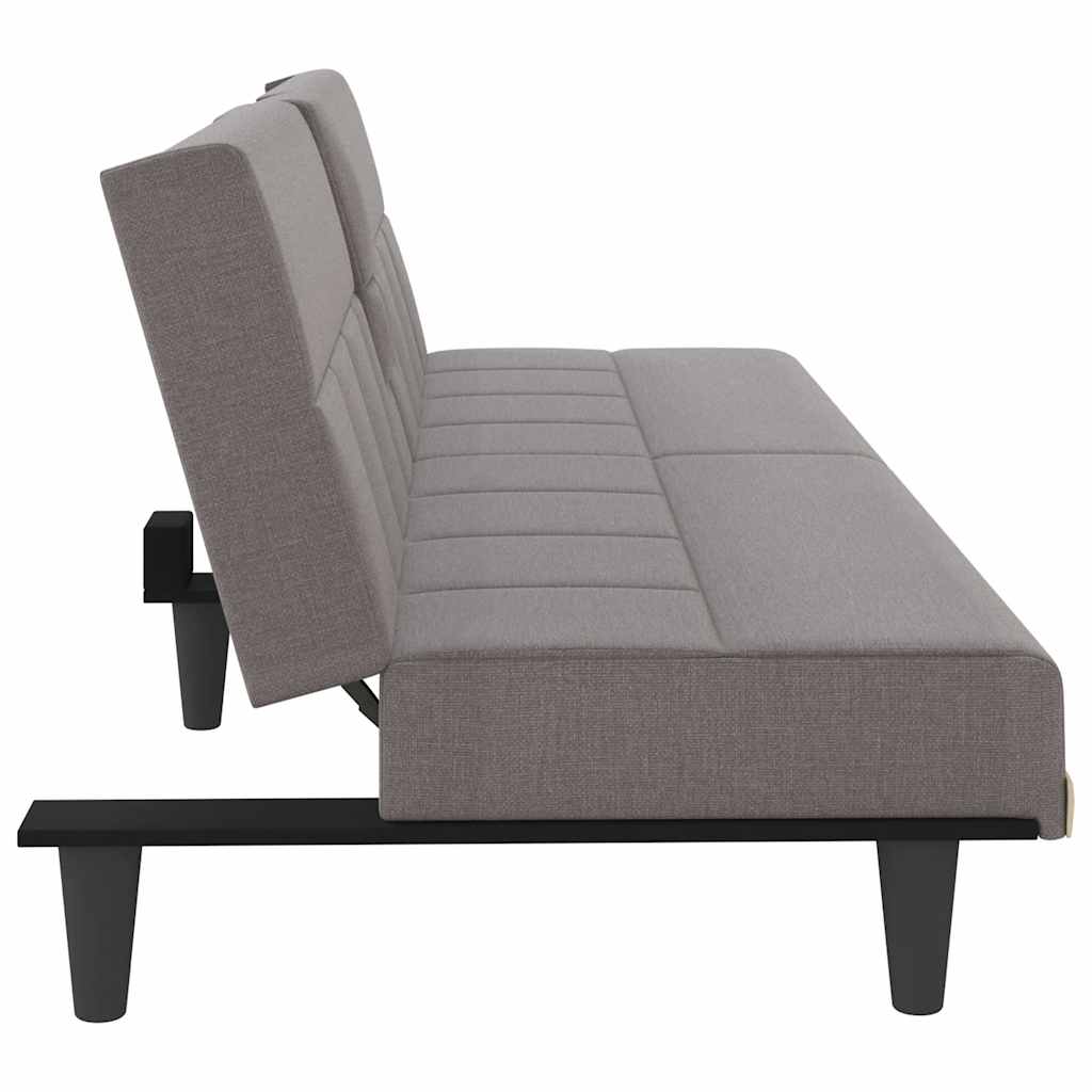 Divano Letto con Portabicchieri-Sofa Letto-Daybed in Tessuto Tortora