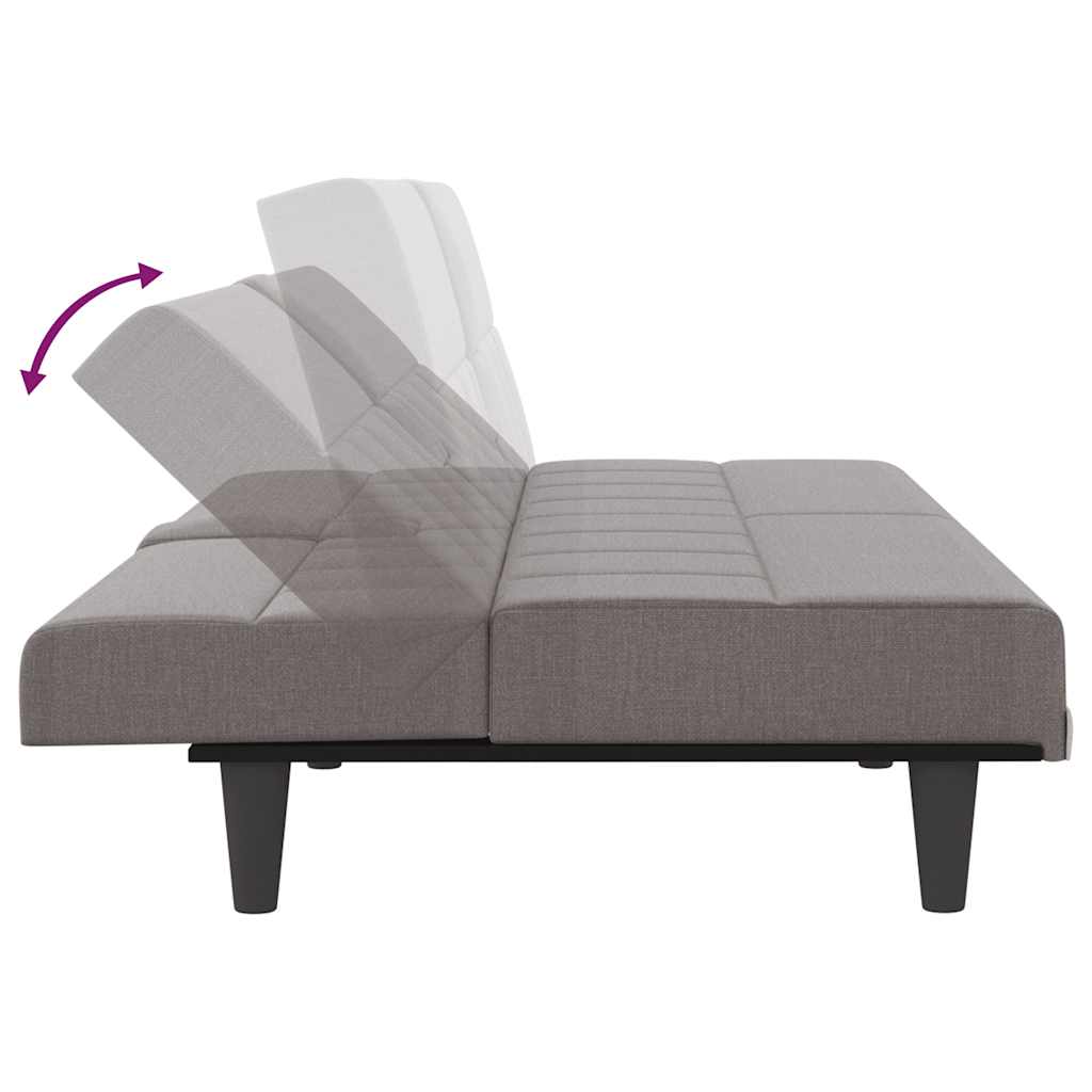 Divano Letto con Portabicchieri-Sofa Letto-Daybed in Tessuto Tortora
