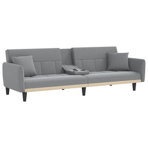 Divano Letto con Portabicchieri in Tessuto Grigio Chiaro 351869