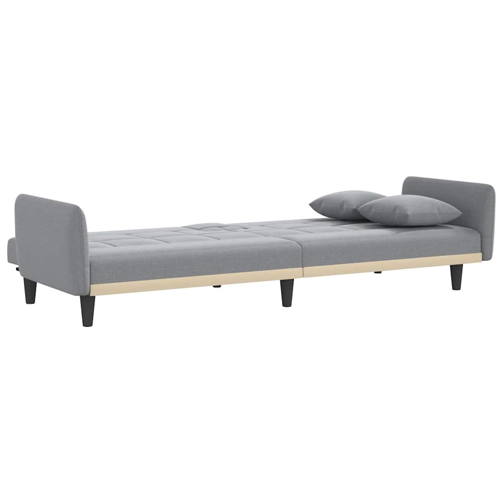Divano Letto con Portabicchieri in Tessuto Grigio Chiaro 351869
