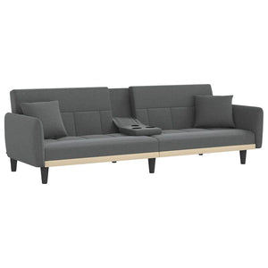 Divano Letto con Portabicchieri in Tessuto Grigio Scuro 351870