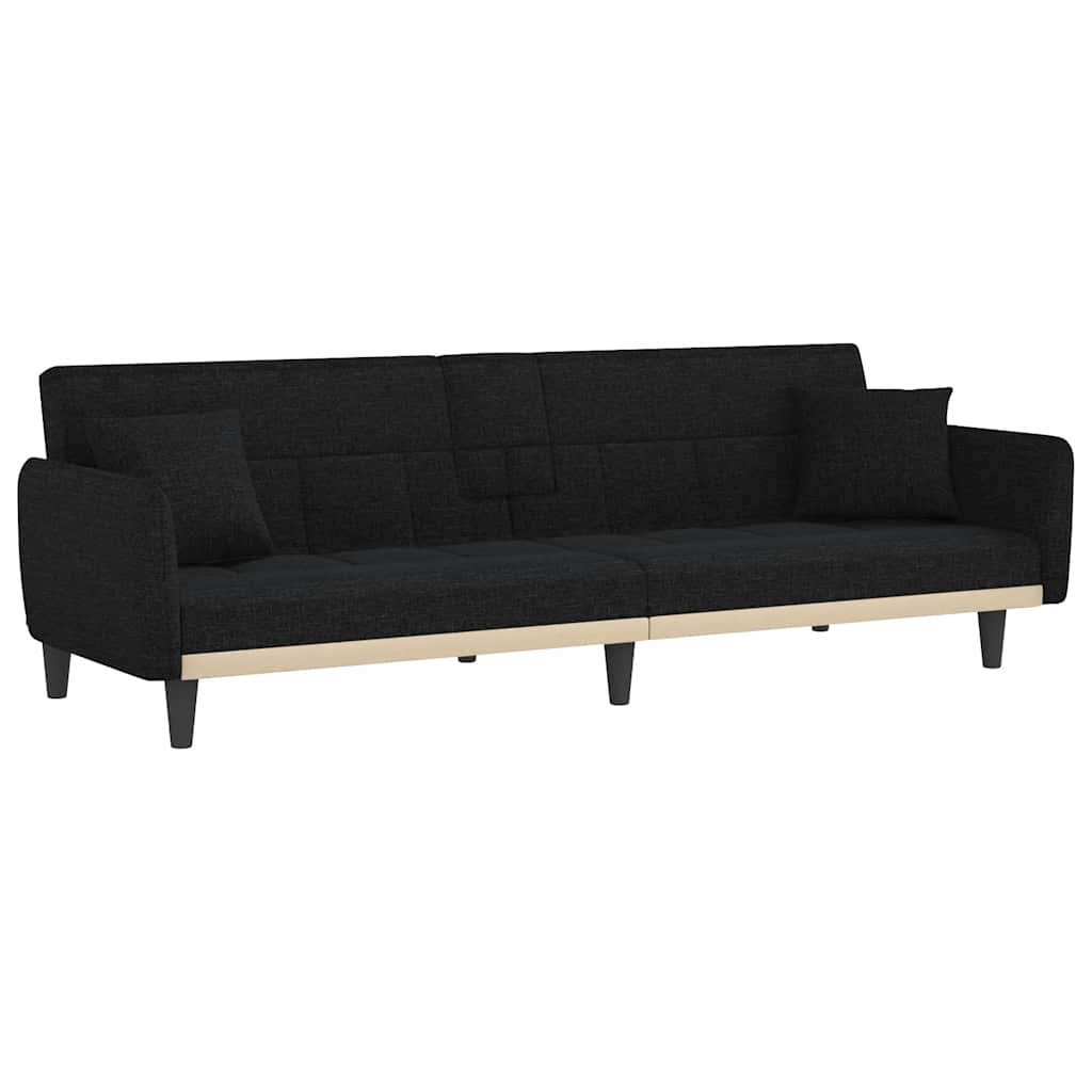 Divano Letto con Portabicchieri in Tessuto Nero 351871