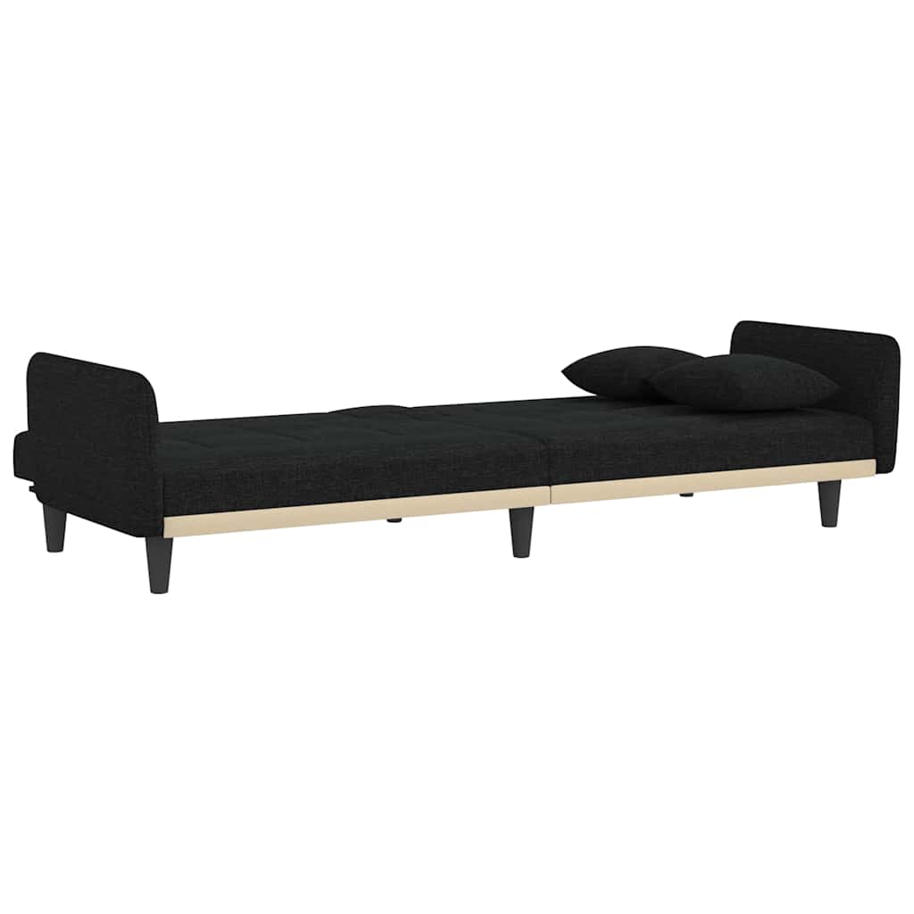 Divano Letto con Portabicchieri in Tessuto Nero 351871