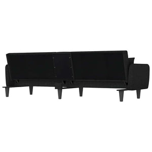 Divano Letto con Portabicchieri in Tessuto Nero 351871