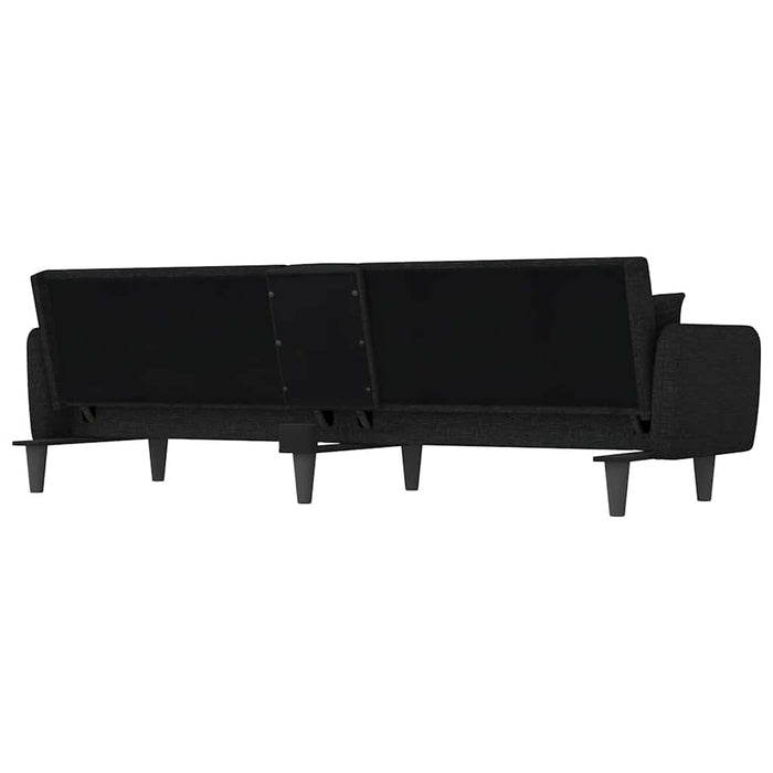 Divano Letto con Portabicchieri in Tessuto Nero 351871