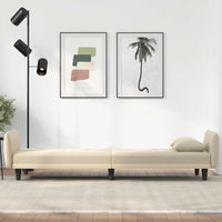 Divano Letto con Portabicchieri in Tessuto Crema 351872