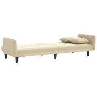 Divano Letto con Portabicchieri in Tessuto Crema 351872