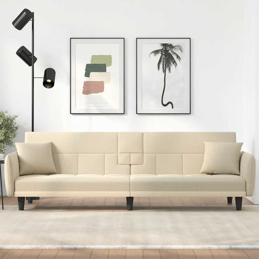 Divano Letto con Portabicchieri in Tessuto Cremacod mxl 95592