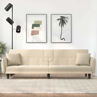 Divano Letto con Portabicchieri in Tessuto Crema 351872