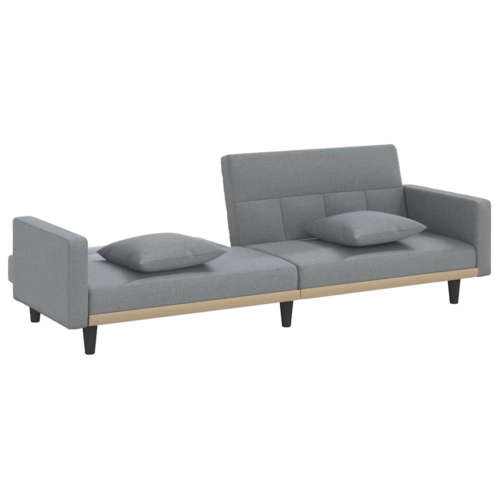 Divano Letto con Cuscini Grigio Chiaro in Tessuto 351875