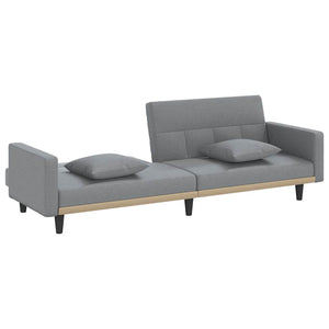 Divano Letto con Cuscini Grigio Chiaro in Tessuto 351875