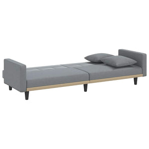 Divano Letto con Cuscini Grigio Chiaro in Tessuto 351875