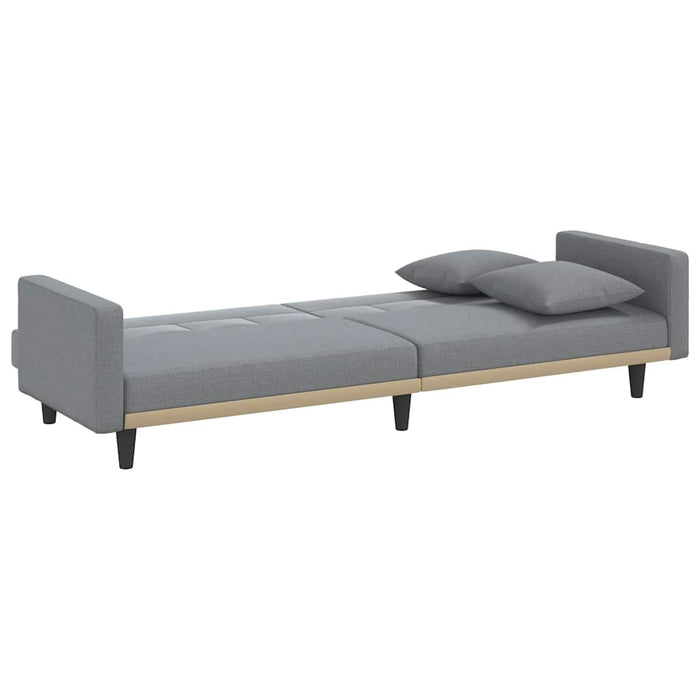 Divano Letto con Cuscini Grigio Chiaro in Tessuto 351875