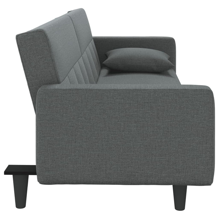 Divano Letto con Cuscini Grigio Scuro in Tessuto 351876