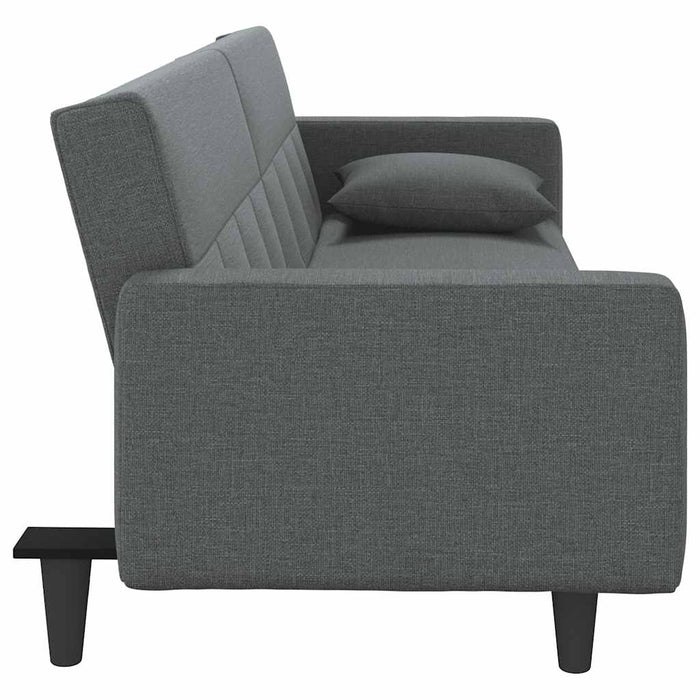 Divano Letto con Cuscini Grigio Scuro in Tessuto 351876
