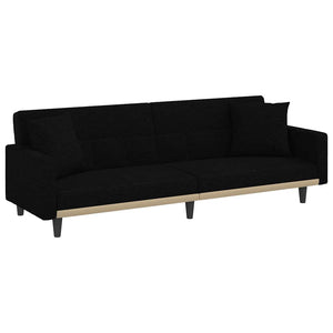 Divano Letto con Cuscini Nero in Tessuto 351877