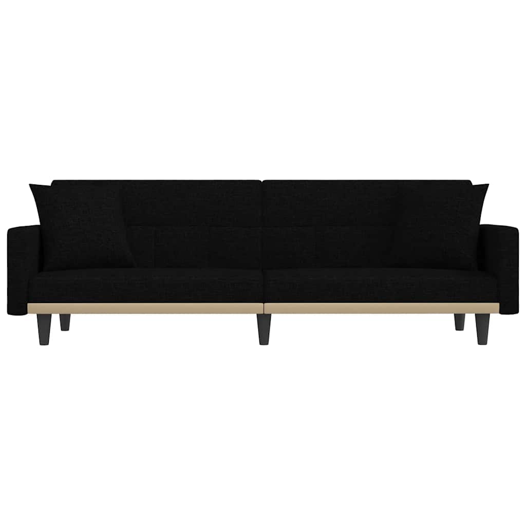 Divano Letto con Cuscini Nero in Tessuto 351877