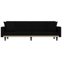 Divano Letto con Cuscini Nero in Tessuto 351877