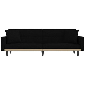 Divano Letto con Cuscini Nero in Tessuto 351877
