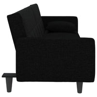 Divano Letto con Cuscini Nero in Tessuto 351877