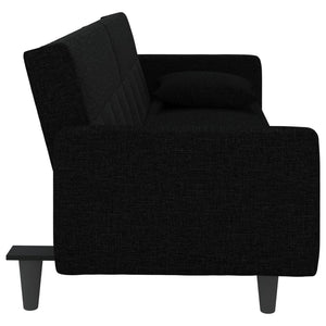 Divano Letto con Cuscini Nero in Tessuto 351877