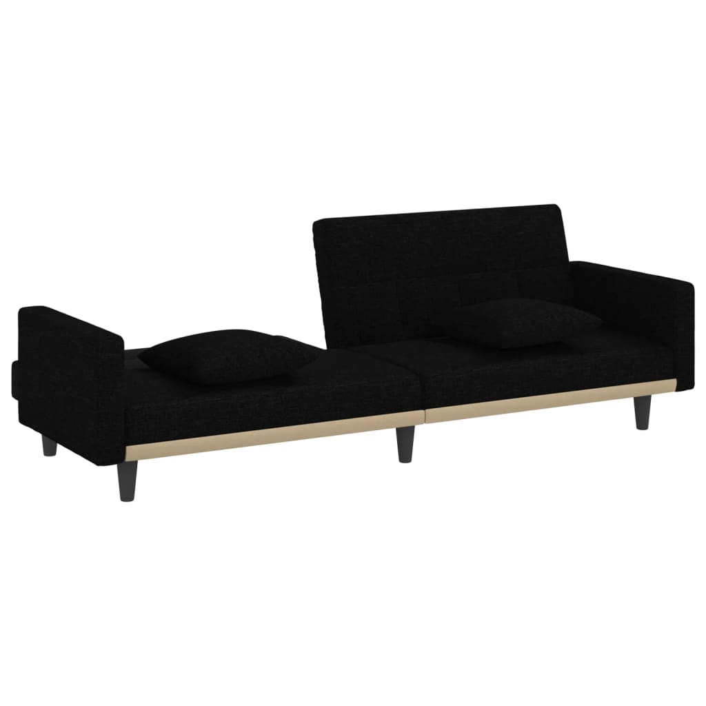 Divano Letto con Cuscini Nero in Tessuto 351877
