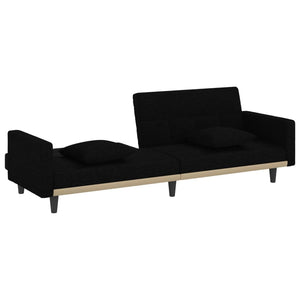 Divano Letto con Cuscini Nero in Tessuto 351877