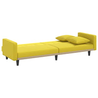 Divano Letto con Cuscini Giallo Chiaro in Tessuto 351879