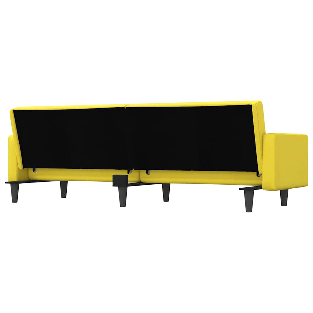 Divano Letto con Cuscini Giallo Chiaro in Tessuto 351879
