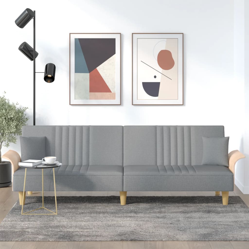 Divano Letto con Braccioli Grigio Chiaro in Tessuto 351887