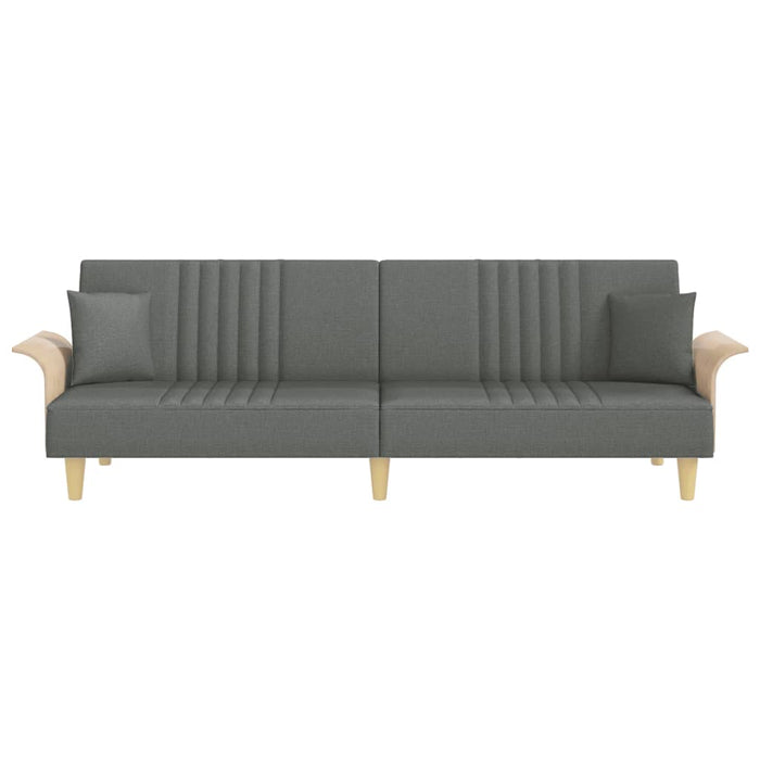 Divano Letto con Braccioli Grigio Scuro in Tessuto 351888