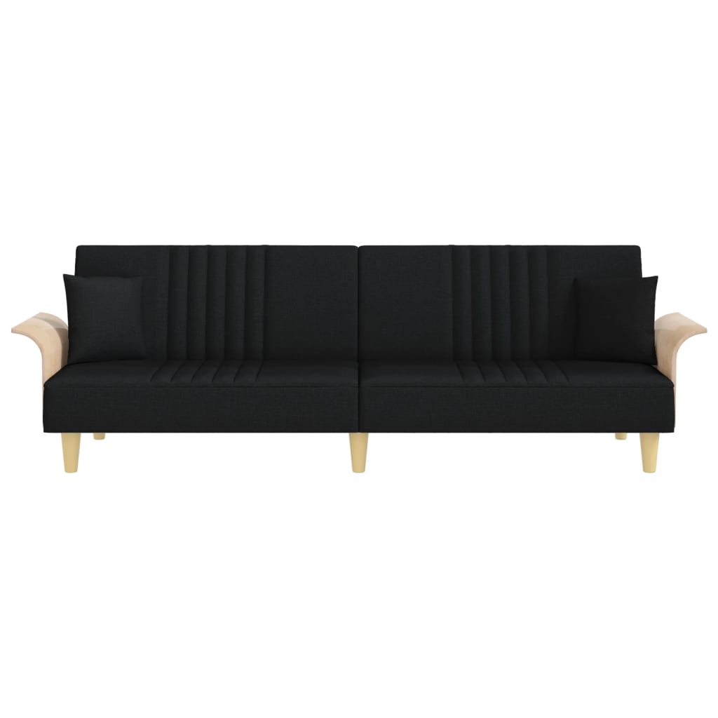 Divano Letto con Braccioli Nero in Tessuto 351889