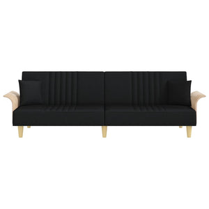 Divano Letto con Braccioli Nero in Tessuto 351889