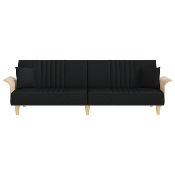 Divano Letto con Braccioli Nero in Tessuto 351889