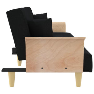 Divano Letto con Braccioli Nero in Tessuto 351889