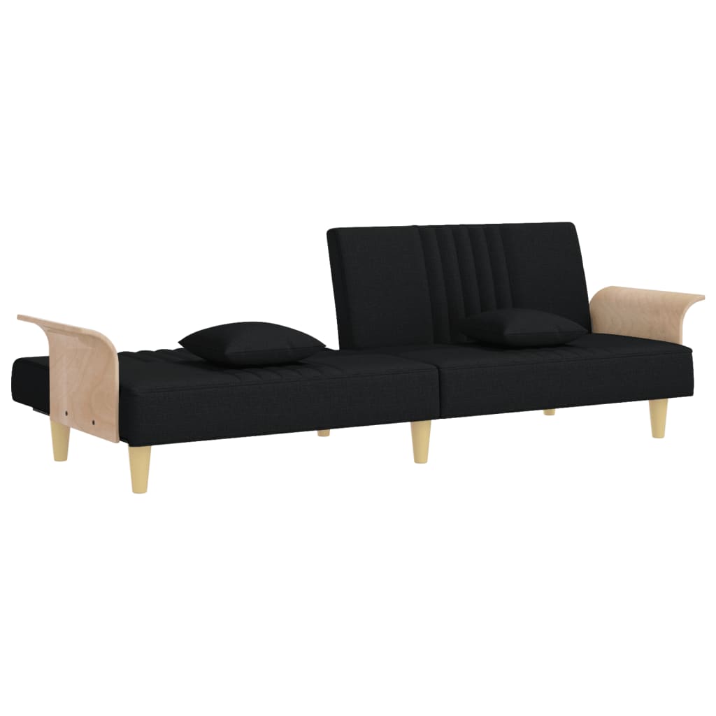 Divano Letto con Braccioli Nero in Tessuto 351889