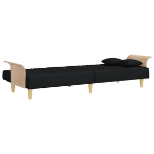 Divano Letto con Braccioli Nero in Tessuto 351889