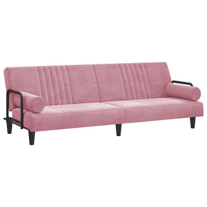 Divano Letto con Braccioli Rosa in Velluto 351897