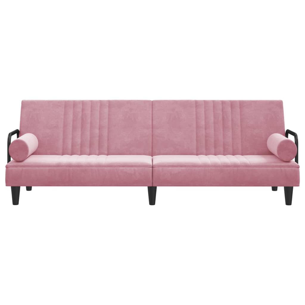 Divano Letto con Braccioli Rosa in Velluto 351897