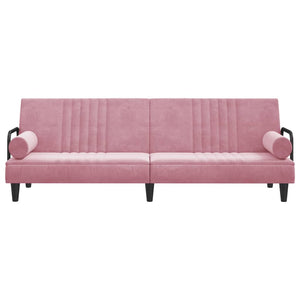 Divano Letto con Braccioli Rosa in Velluto 351897